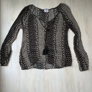 Boho print long sleeve blouse